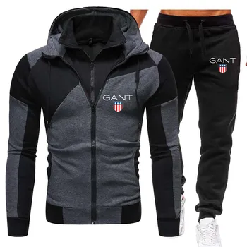 Noi de Îmbrăcăminte de Iarnă pentru Bărbați Seturi de Brand de Imprimare Hanorac Fleece cu Fermoar Sport & Leisure Jogger Pantaloni Sport cu Două Seturi de Piese