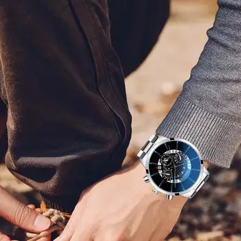 Moda Barbati din Oțel Inoxidabil Ceas de Lux Calendar Cuarț Încheietura Ceasuri de Afaceri Ceas Casual pentru Omul Ceas Relogio Masculino