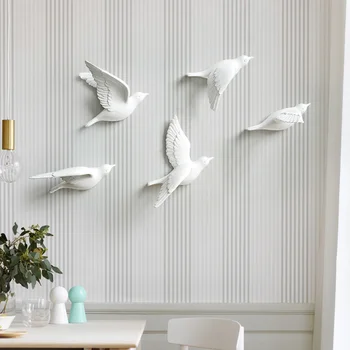 Păsări albe Decor Perete În Perete Autocolante 3d Păsări de Gradina Decorare Camera de zi Camera pentru Copii Decor Nordic Figurina Miniaturi