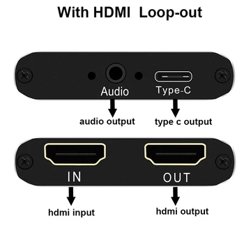 USB 4K 30Hz Card de Captura Video HDMI cu USB-C HDMI Dongle Joc de Streaming Live Stream Broadcast cu ieșire Audio de 3,5 mm