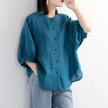 Puff Maneca Lenjerie De Vara Tricouri Femei Plus Dimensiune Îmbrăcăminte Doamnelor Liber De Epocă Topuri Cu Maneci Scurte Tricou Femei Bluza Casual 2020