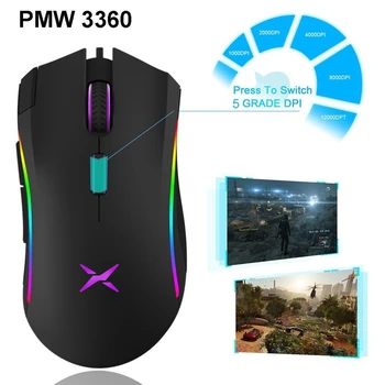 Delux M625 PMW3360 Gaming Mouse de Calculator Gamer Profesionist RGB Optic Usb Mause Ergonomic Wired Cu 7 Butoane 12000 DPI Joc de Soareci
