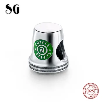 SG moda smalț Verde ceașcă de cafea margele argint 925 farmecul original se potrivesc Europa brățară bijuterii cadouri pentru femei