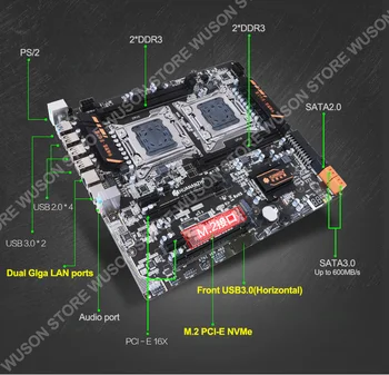 HUANANZHI dual placi de baza X79 pachet M. 2 NVMe slot dual CPU Xeon E5 2690 V2 RAM 64G(4*16G) 1866 RECC placa video GTX1050TI 4GD5