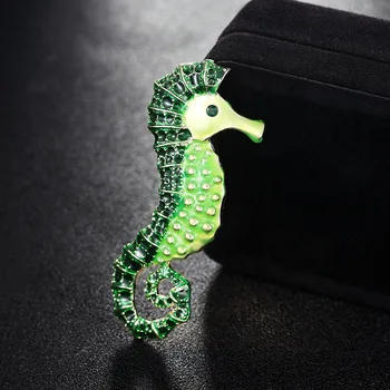 Zlxgirl bijuterii Smalț Verde seahorse broșe bijuterii pentru bărbați bărbați Rochii de Partid Brosa cuplu de Bijuterii Bijoux pălării accesorii