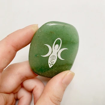 Naturale Aventurin Verde Cristal De Palmier Pietre Sculptate Goddness Simbol Meditație Pietre De Vindecare Spirituală, Decor Acasă