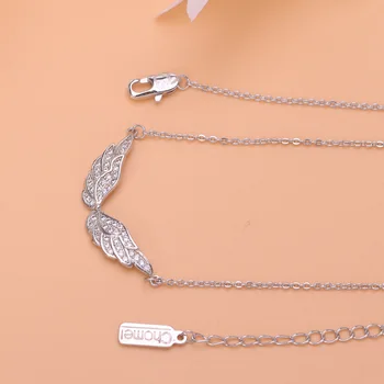 S925 Argint Sterling Accesorii Noi Aripi de Cristal Pandantiv Coliere pentru Femei Stil Simplu Cadou Zirconia Coliere Cadouri