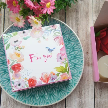 Noi 12*12*4.5 cm roz sakura flori de cires de păsări de Hârtie Caseta de Cookie ca bomboane cookie manual de Ambalare cadou de Nuntă de Crăciun Utilizare