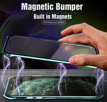 360 Magnetic Complet de Caz Pentru iPhone 11 Pro Max Corpul de Protecție Două Laterale Capac Sticla Pentru iPhone 11Pro Caz