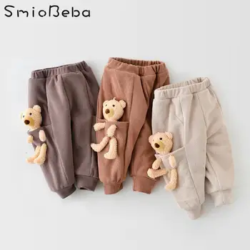 Iarna Nou-Nascut Versiunea Coreeană Pantaloni Pentru Copii Cu Papusa Ins Băieți Și Fete Cald Moale Sac De Urs Harem Legging Cu Pluș Îngroșare