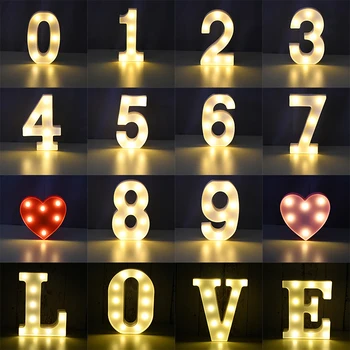Led luminos Scrisoare Lumina de Noapte Alfabetul englez Numărul de Led-uri Baterie Lampă Ziua de naștere Petrecere de Nunta de Decorare Cadou de Ziua Îndrăgostiților