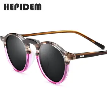 HEPIDEM Acetat de ochelari de Soare Polarizat 2020 Nou de Lux de Brand Designer de Epocă Retro Rotund Ochelari de Soare pentru Femei Mici Fata 9130