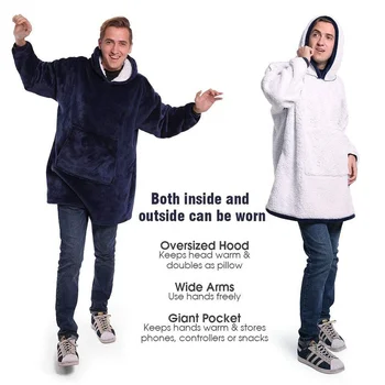 Pătură Carouri Portabil Pătură Cu Mâneci Pătură Confortabil Hanorac Tricou Adult Fleece Palton Supradimensionat Couverture Polaire