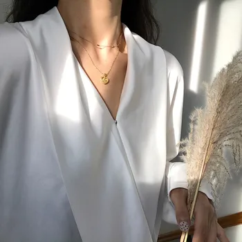 Ckysee Argint 925 Colier De Aur De Culoare Dublu Inima Pandantiv Colier Pentru Femei De Moda Prietena Simplu Farmece Bijuterii