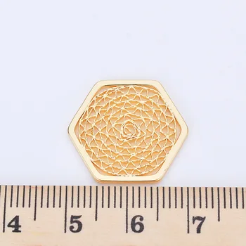 (293) 6PCS 20MM Aur de 24K Culoare Alama Placat cu Tubulare Hexagonale Farmece Pandantive de Înaltă Calitate Bijuterii DIY Face Constatări Accesorii