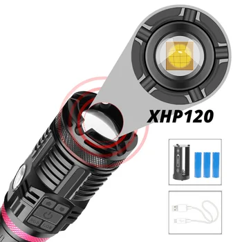 De mare Putere XHP120 Lanterna LED-uri 16-core Margele de LED-uri USB Reîncărcabilă Zoom Vânătoare Lanternă din Aluminiu 18650 Lanterna Verde Rosu Albastru