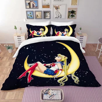Imprimare 3D Sailor Moon Carpetă Acopere cu Capacul Perna Set de lenjerie de Pat Single si Double Twin Plin Regina Pat King-Size Set pentru Decor Dormitor