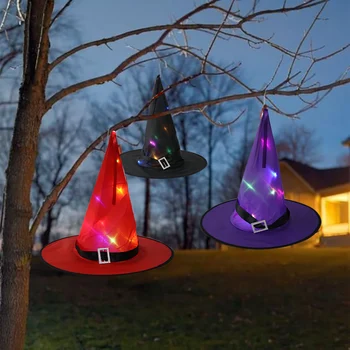 Decor de Halloween Lumini LED Pălării de Vrăjitoare Costum de Halloween cosplay Recuzită Mascarada Wizard stralucitoare magic hat acasă decor gradina