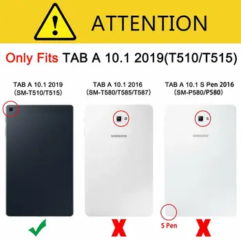 De lux de Caz Pentru Samsung Galaxy Tab Un 2019 10.1 inch T510 T515 SM-T515 T510 Acoperi Funda Comprimat Piele PU Stand Shell+Film+Pen