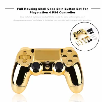 Plină de Locuințe Shell Caz Piele Acoperi Butonul Set cu Full Butoane Mod de Înlocuire Kit Pentru Playstation 4 PS4 Controler de Aur