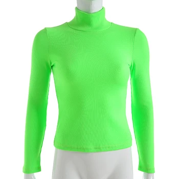 Femei pulover maneca lunga guler topuri îmbrăcăminte subțire de bumbac pulover S-L 3 culori