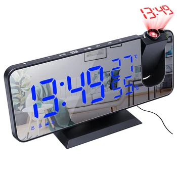 LED Digital Ceas cu Alarmă Ceas de Masa Electronice Ceasuri pentru Desktop USB serviciu de Trezire Radio FM Timp Proiector Funcție de Amânare 2 Deșteptător