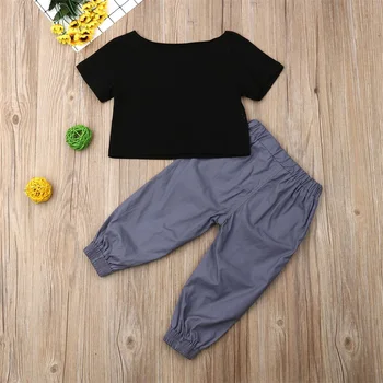 2 BUC Toddler Copii Baby Girl Haine Supradimensionate Seturi de 2-7Y Culturilor Topuri Pantaloni Lungi Costume de Trening