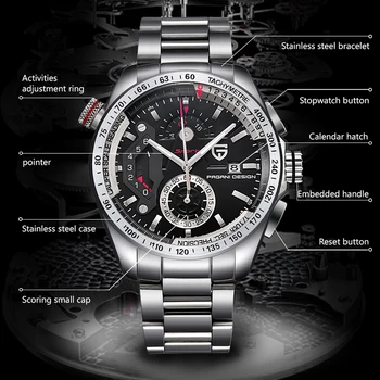 Scafandru 30M Cronograf Ceasuri Sport Barbati Brand de Lux Pagani Design Cuarț Ceas pentru Bărbați din Oțel Inoxidabil Reloj Hombre Dropshipping