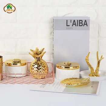 MSJO Organizator de Bijuterii Cutie de Depozitare pentru Femei Ceramice 3D Albine de Aur, Praf de Acoperire Home Deco Desktop Breloc Organizarea Cutie