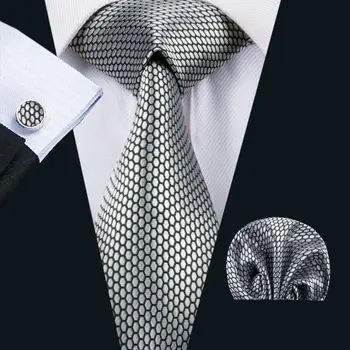 FA-1536 2018 Noi Sosesc Moda Cravate Pentru Barbati Negru Noutate Jacquard Țesute cu Cravata, Batista, Butoni Pentru Petrecerea de Nunta ping