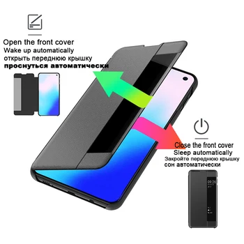 View Smart Flip Case Pentru Samsung Galaxy A50 A51 A71 S7 Edge S8 S9 Plus S10 Lite S10e S20 Nota 8 9 10 A6 A7 A9 J4 J6 2018 Acoperire