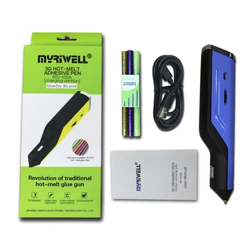 Myriwell Hot Melt Glue Gun 3D Pen Doodler Magic 3D Imprimate Pen USB de Încărcare de 6 Culori, Lipici Stick de Mătase Cel Mai bun Cadou