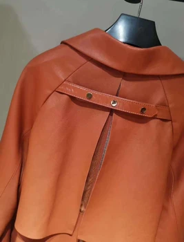 WomenCoat Primăvara anului Nou brand 2020 Jacheta din Piele de Înaltă Calitate, Haine Lungi Guler de Turn-Down Import Naturale Reale piele de Oaie