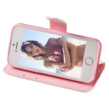 Pentru iPhone 5 Caz 6 3D Pictat de Lux Flip TPU Si PU Portofel din Piele de Caz Pentru iPhone 5S 6S 6PLUS SE 2016 Slot pentru Card Capacul suportului