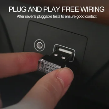 Mini Lumina LED-uri Auto Interior Auto USB Atmosferă de Lumină Plug Play Decor Lampă de Urgență Iluminat de Noapte cu PC Auto Accesorii Auto