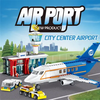 Aeroport de Pasageri Technik Serie de Caramizi Compatibile City Avion Terminal Masina Blocurile Orașului Jucarii Baieti 864pcs