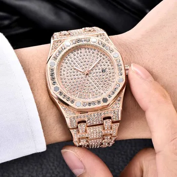 2020 zegarek meski Rolexable la Modă de Lux Plin de Diamante Geometrie din Oțel Inoxidabil Curea Bărbați Ceas reloj hombre часы мужские A80