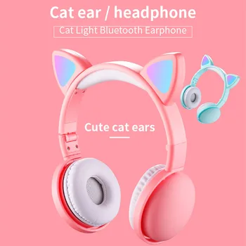Drăguț CONDUS de Pisică Ureche Căști de Anulare a Zgomotului Bluetooth 5.0 Pliabil Gamer Muzica Căști Cu microfon Pentru Copii Fata de Cadouri